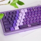 Purple Lilac 94+114 PBT Dye-subbed PC Crystal Semitransparent Backlit Cool Keycaps Set Screen Printing for Cherry MX Keyboard